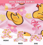 Viunimo cute doggy onesie pink background yellow duck pattern for cats
