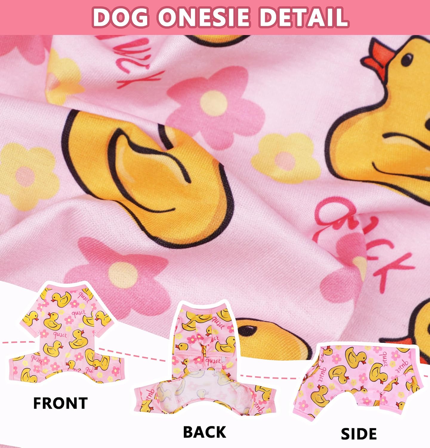 Viunimo cute doggy onesie pink background yellow duck pattern for cats