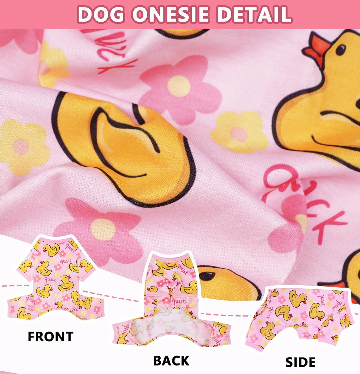 Viunimo cute doggy onesie pink background yellow duck pattern for cats