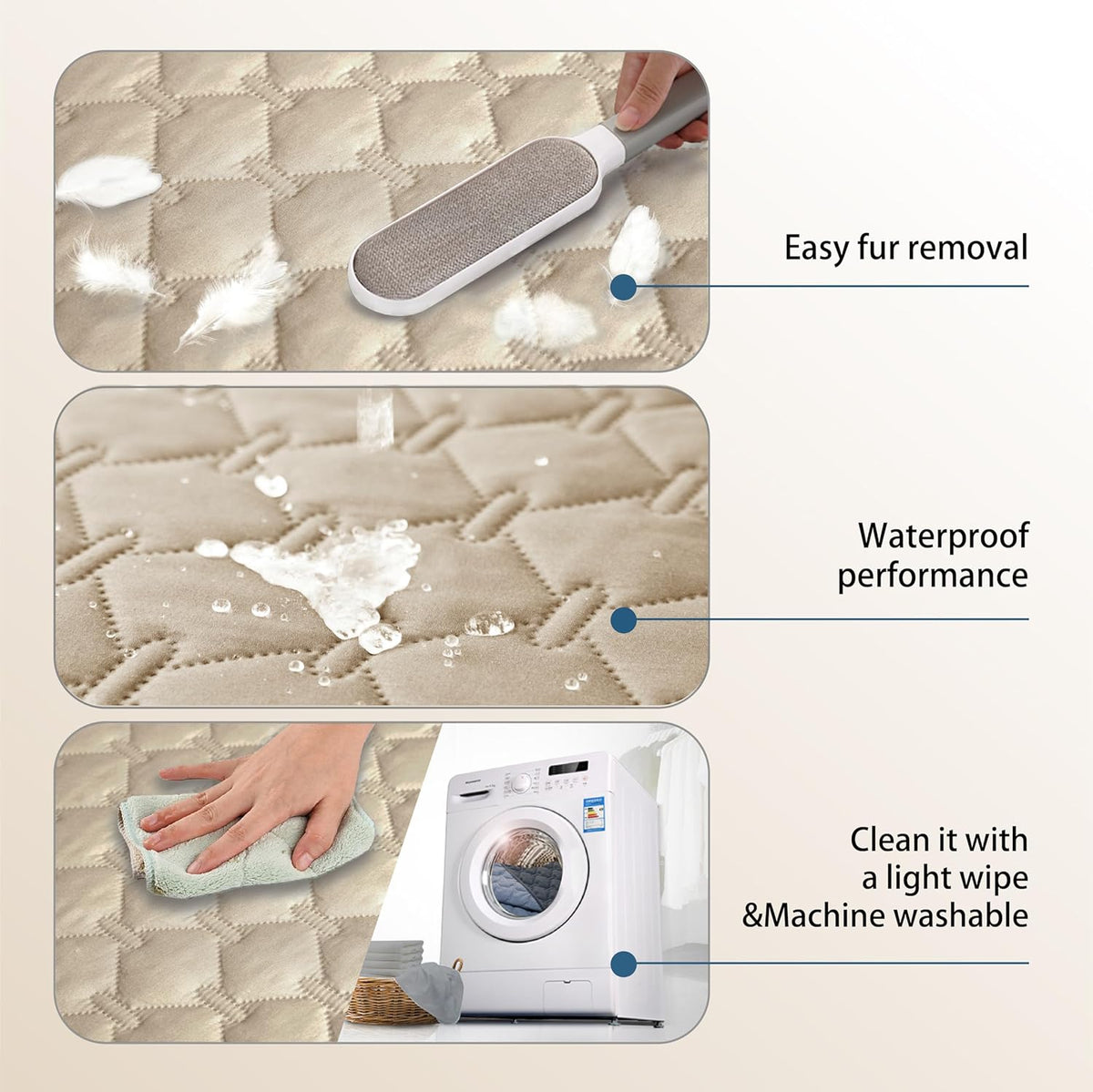 Machine washable pet furniture throw being folded for storage