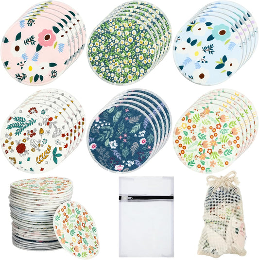 Sosation reusable bamboo nursing pads set with floral patterns