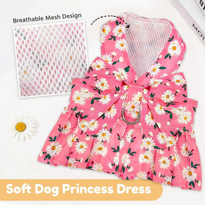 BAEJMJK spring summer pet dress outfit with matching pink walking leash