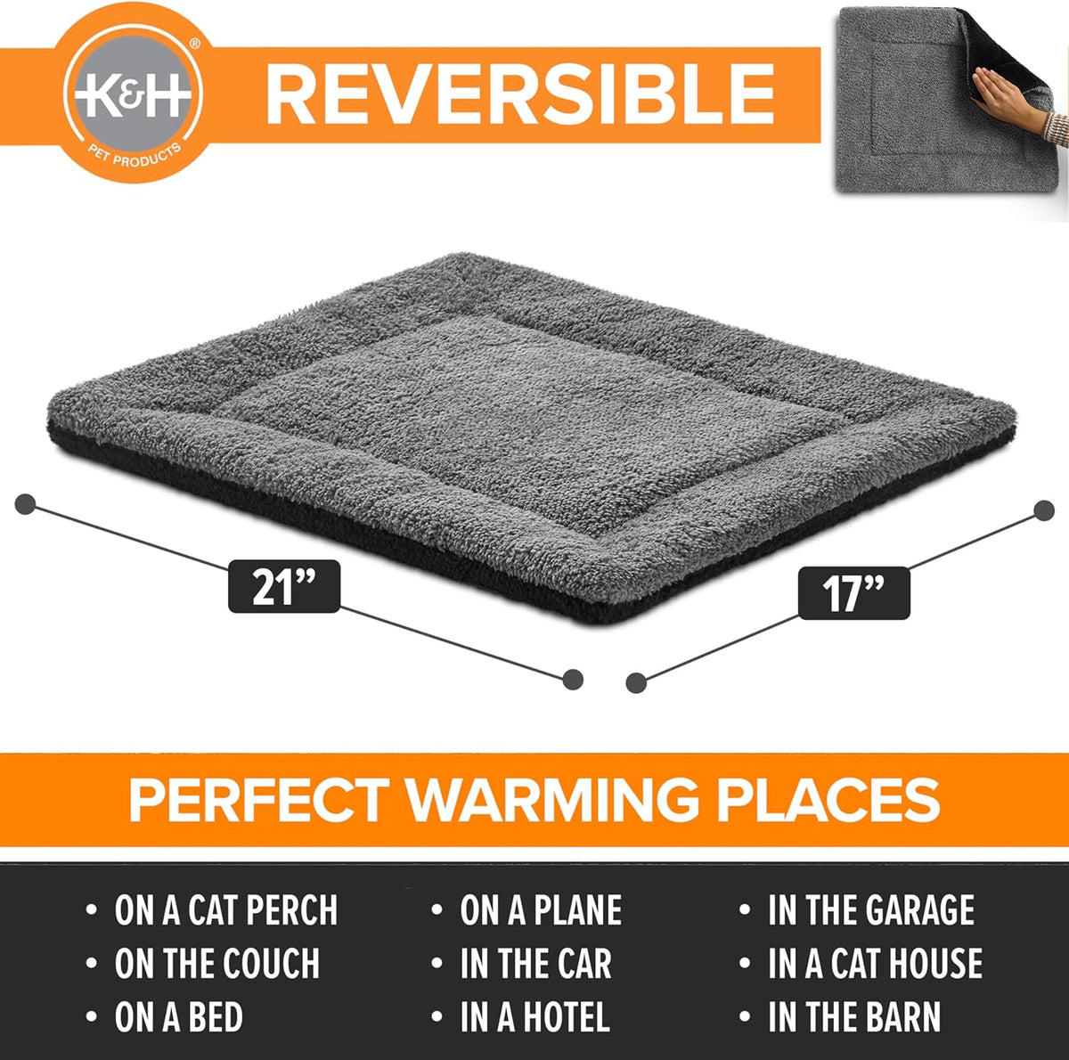 K&H Pet Products thermal cat mat flipped to show the black alternative side