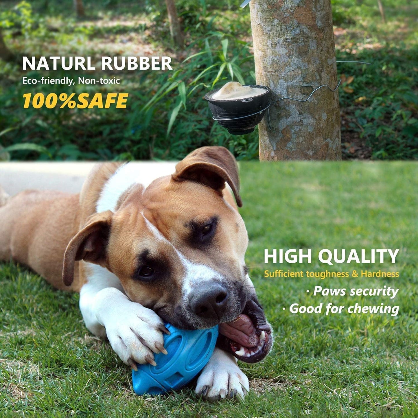 Non toxic rubber football pet toy for large dogs close up view.