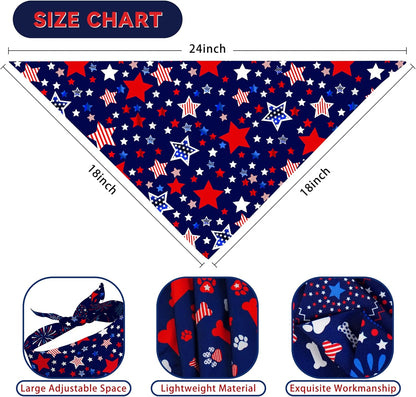 Small boy dog wearing the red white and blue flag style holiday bandana outside