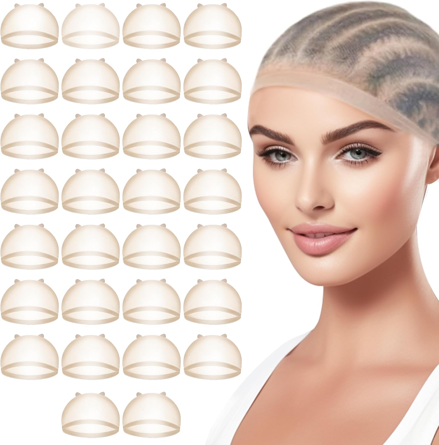 TaShow 30 Pieces Wig Caps front view for lace front wigs