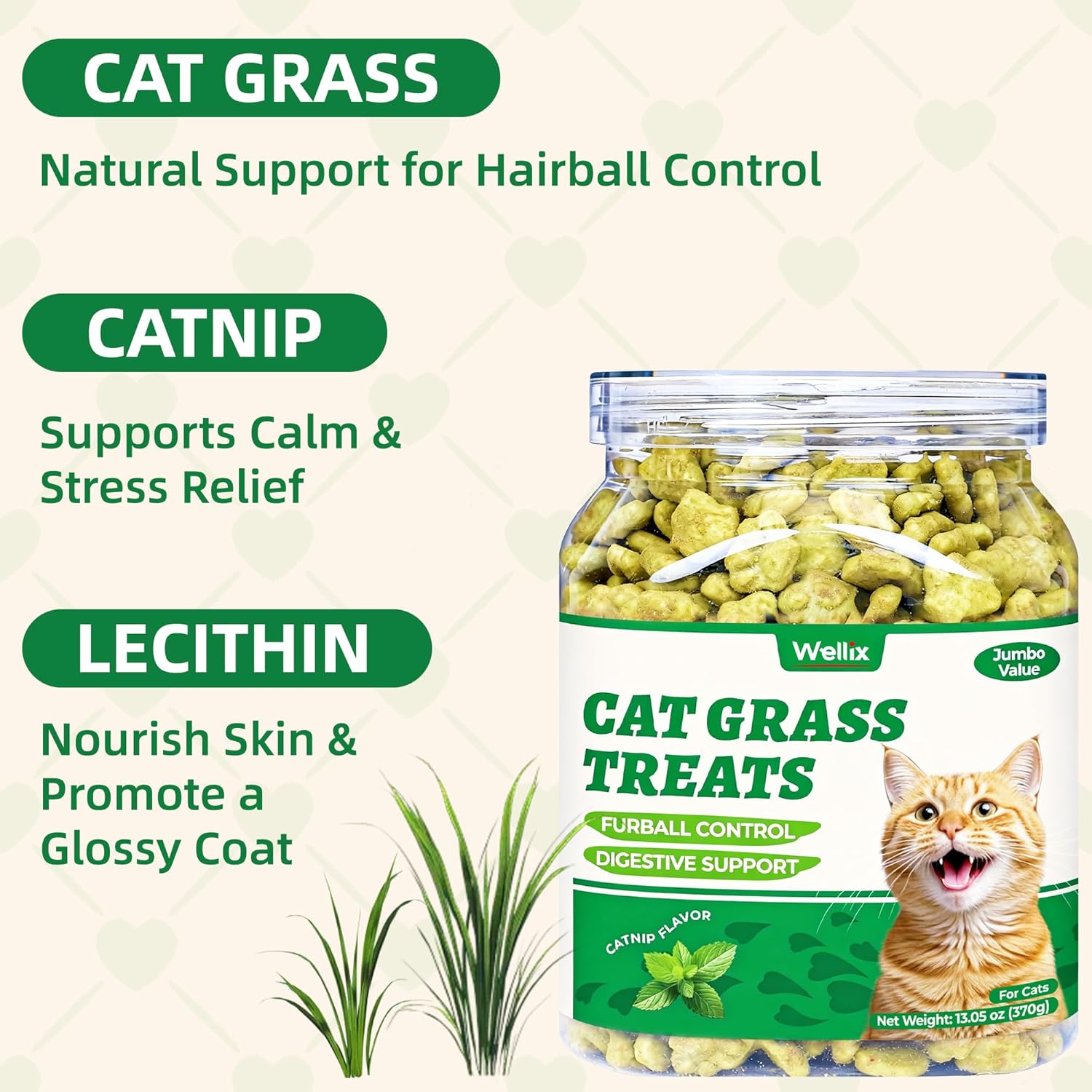Close up of healthy hairball control cat treats for indoor cats