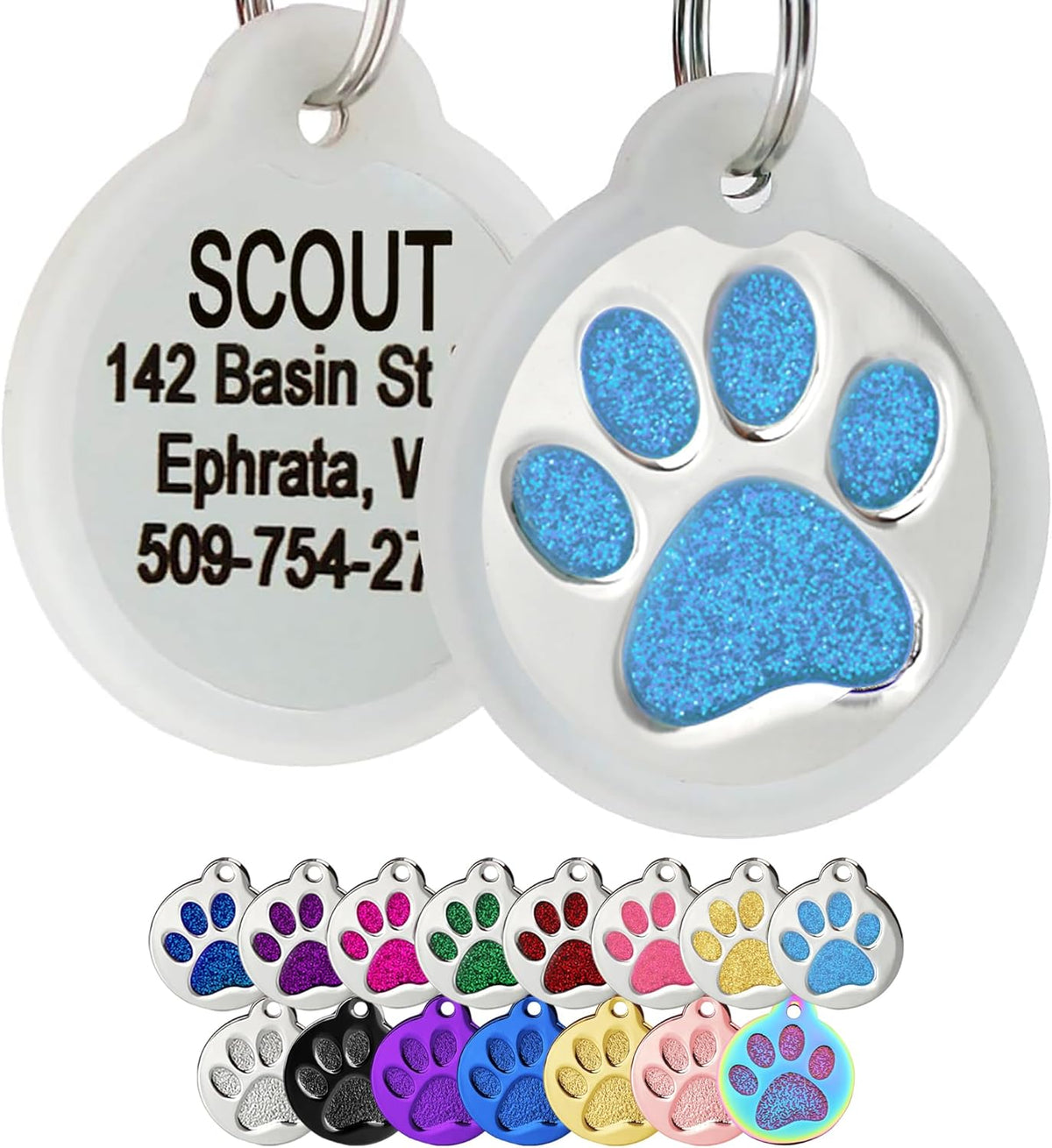 GoTags imported durable identification tag displaying custom owner contact information.