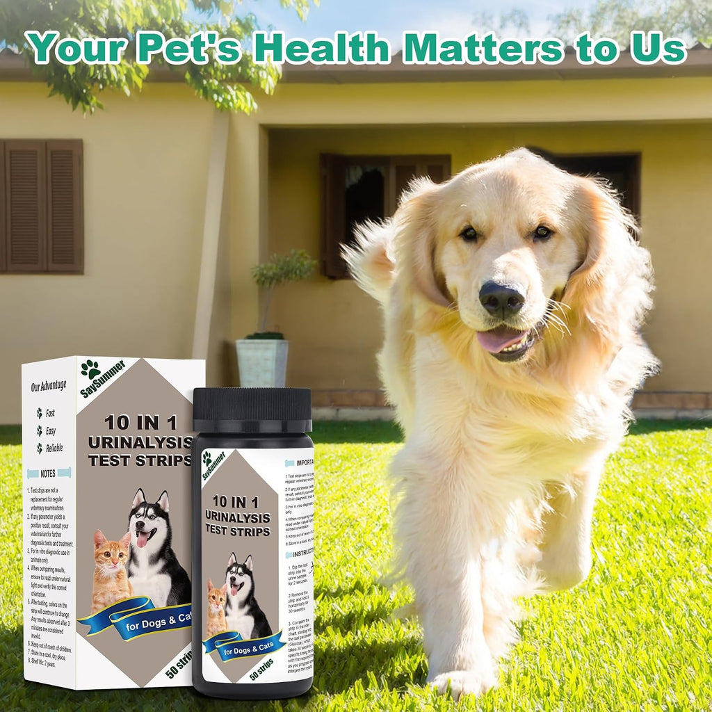 SaySummer pet care kit demonstrating how to hold the test strip horizontally.