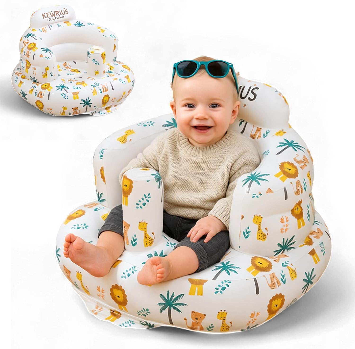 Kewrius inflatable baby seat front view safari design