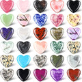 Nuenen heart shape crystals front view showing an assortment of thirty polished gemstones.