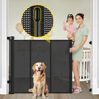 Bingguz reinforced retractable baby gate front view extended across a doorway