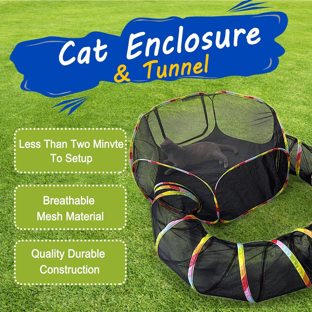 CLKHOWL cat tunnel outdoor playground for indoor cats showing the secure heavy duty zipper connection