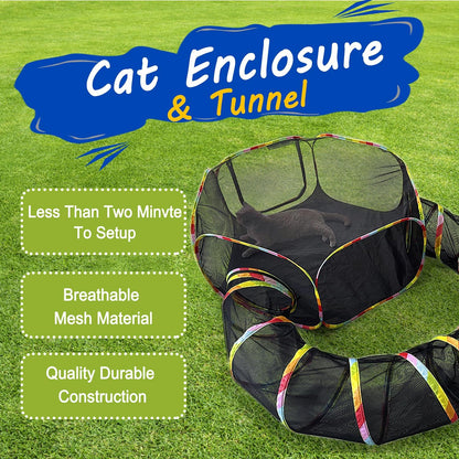 CLKHOWL cat tunnel outdoor playground for indoor cats showing the secure heavy duty zipper connection