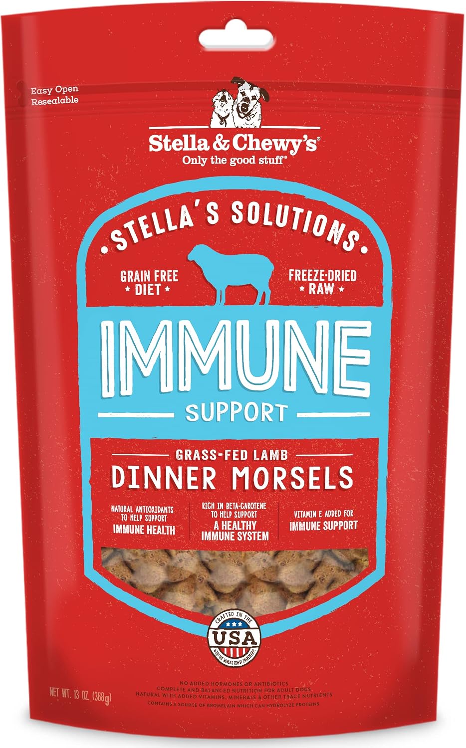 Stella & Chewy's - Stella's Solutions Skin & Coat Boost - Grass-Fed Lamb & Wild-Caught Salmon Dinner Morsels - Freeze-Dried Raw, Protein Rich, Grain Free Dog Food - 4.25 oz Bag - Image 10
