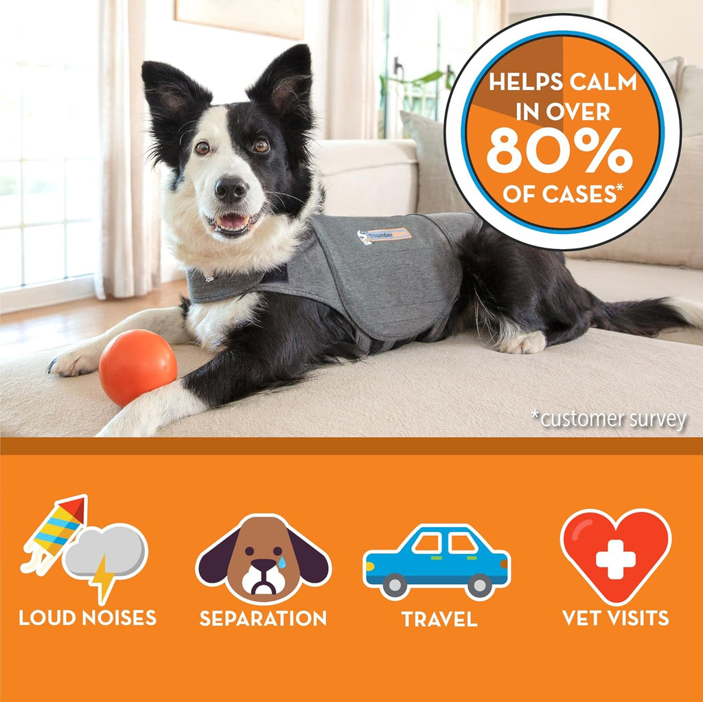 Authentic ThunderShirt dog wrap torso adjustment straps close up view