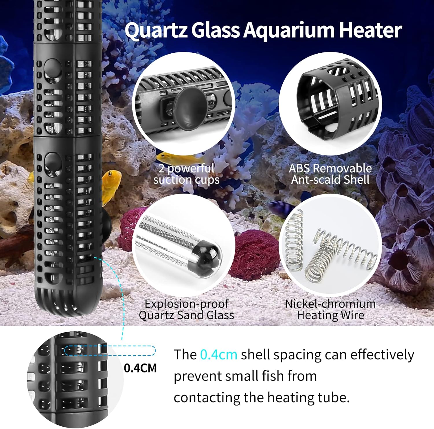 Aquarium setup featuring the Aiwek 300W heating rod installed