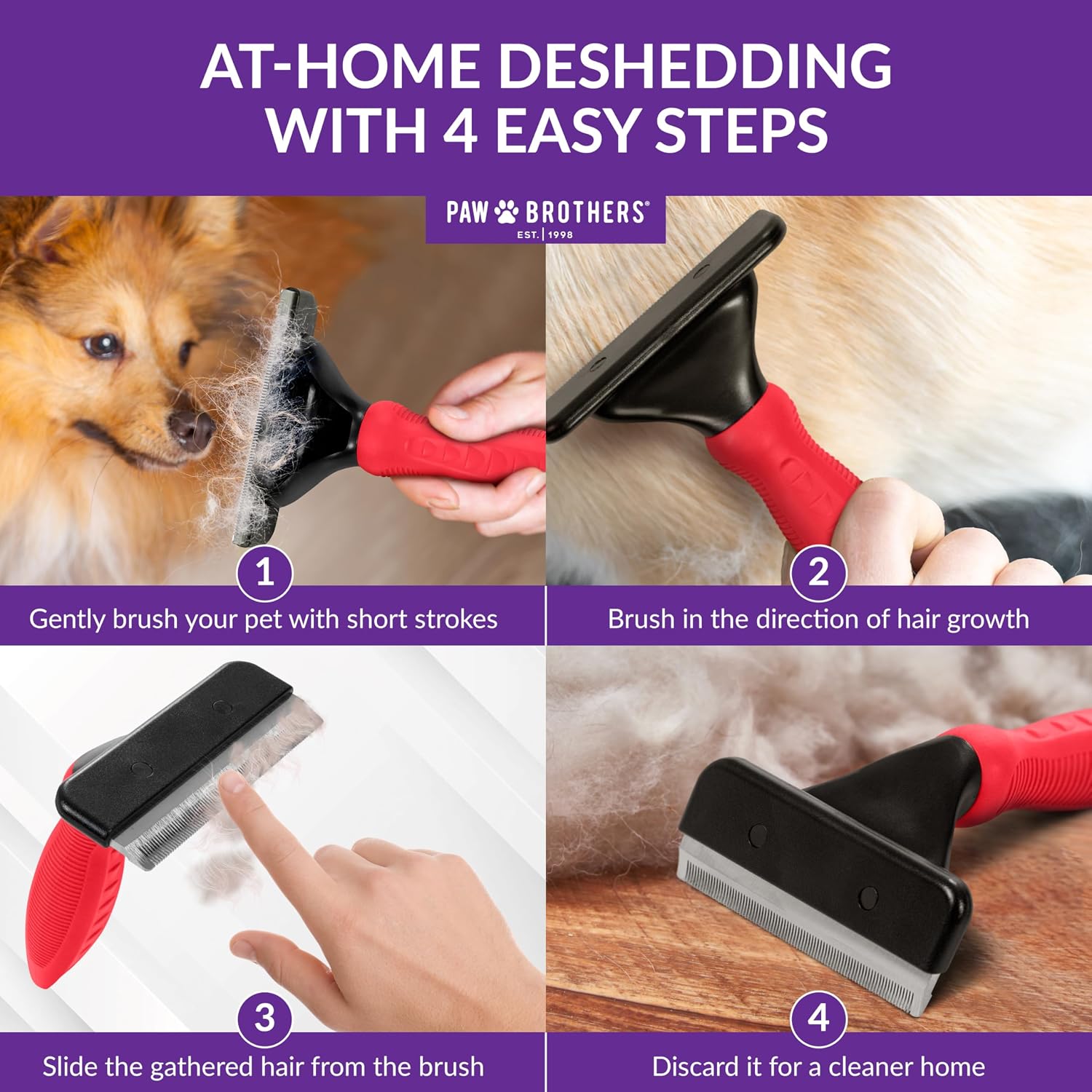 Professional dog grooming brush for shedding with its removable plastic safety guard attached over the blade.
