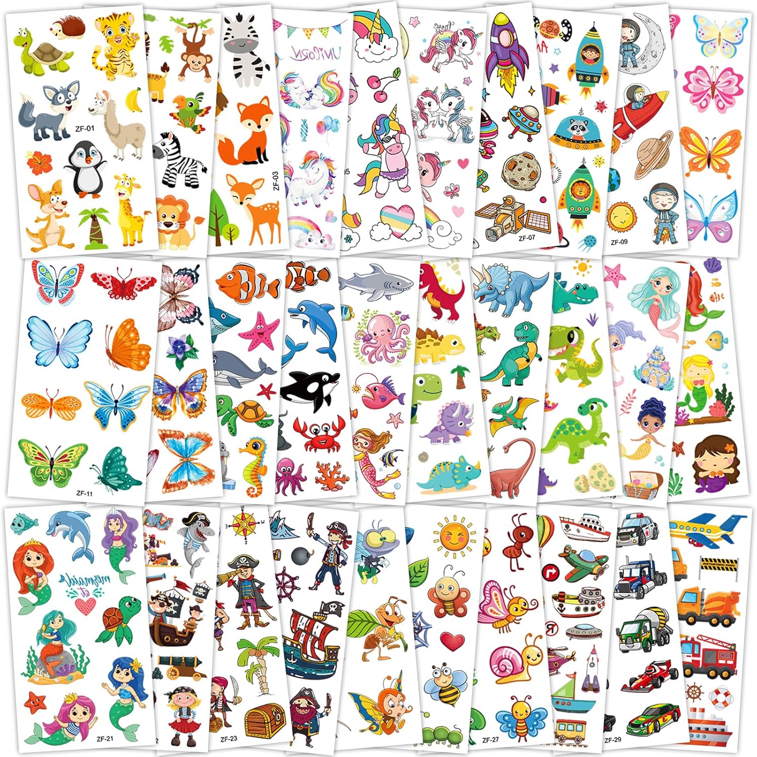 Habett temporary tattoos for kids 300 plus sticker set front view