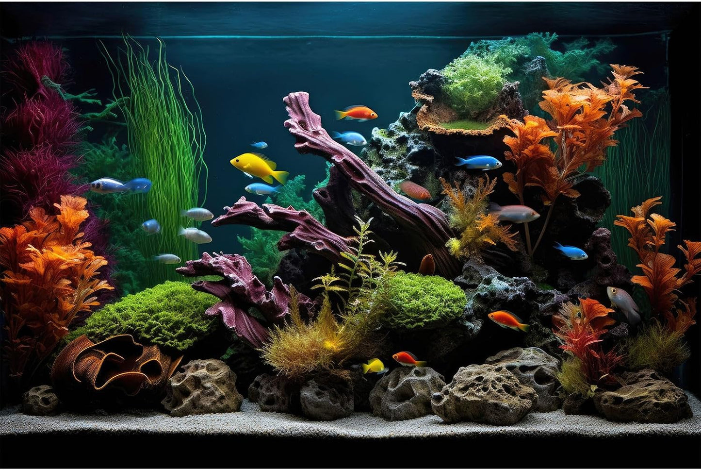 Underwater Fish Tank Background Under The Sea Cave Style Aquarium Background Ocean Floor Cave Sunlight Fish Tank Backdrop Tropical Fish Aquarium Terrarium Backgrounds Decorations 48x20in - Image 12
