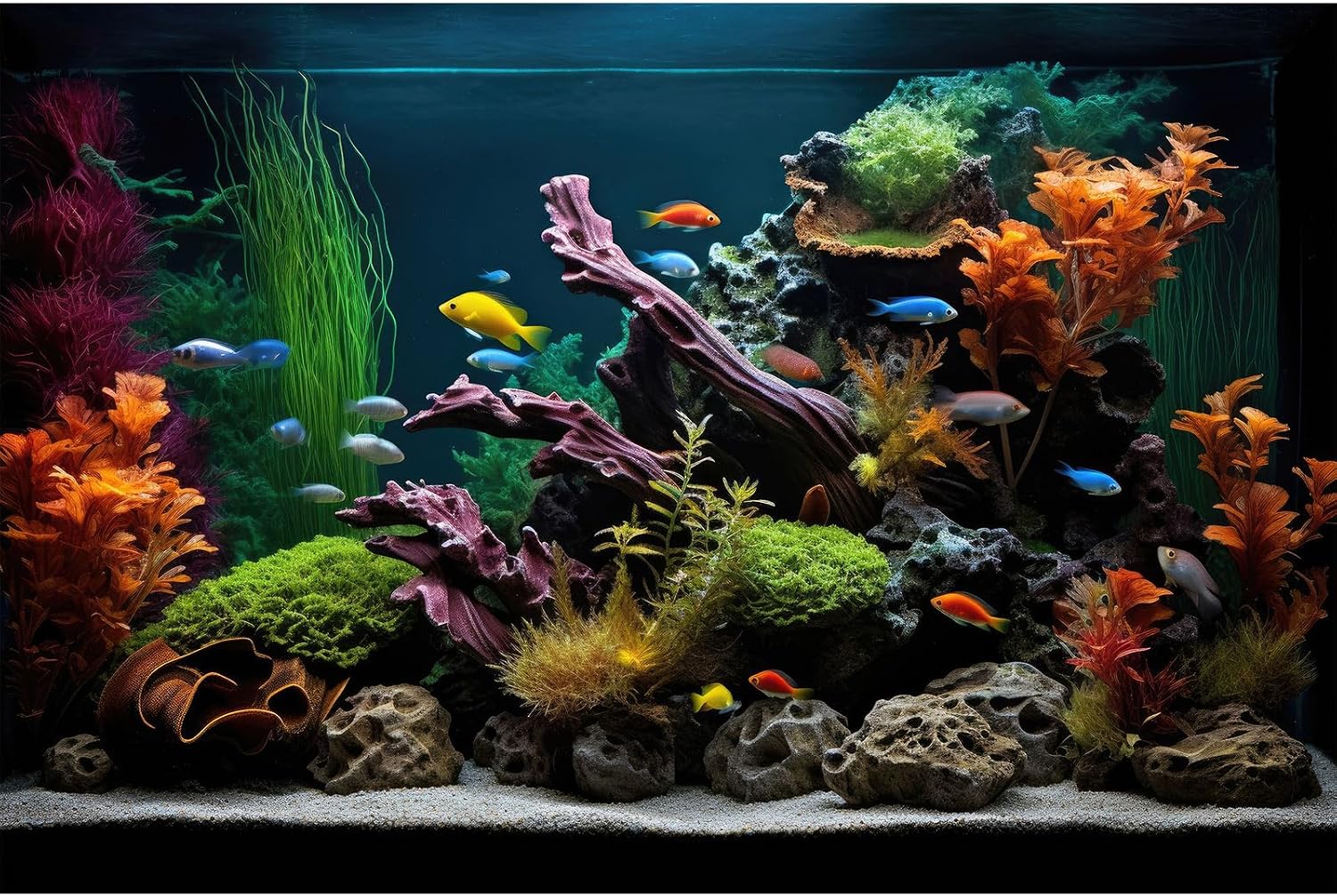 Underwater Fish Tank Background Under The Sea Cave Style Aquarium Background Ocean Floor Cave Sunlight Fish Tank Backdrop Tropical Fish Aquarium Terrarium Backgrounds Decorations 48x20in - Image 12