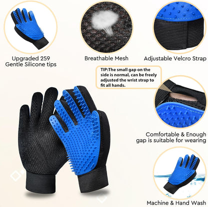 Removing pet hair from a sofa using Gjease grooming glove