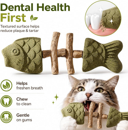 Catnip and silvervine dental chew stick for cats