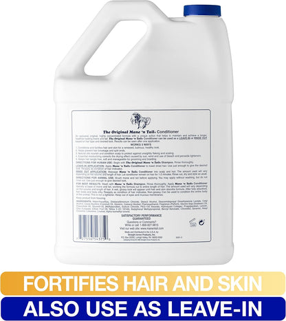 Mane and tail dual purpose hair texturizer and moisturizer gallon bottle packaging