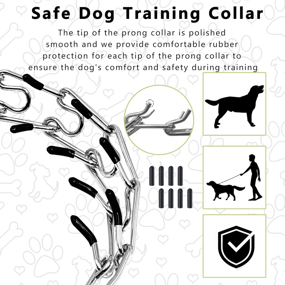 Detachable links of Maiiu dog training collar showing adjustment