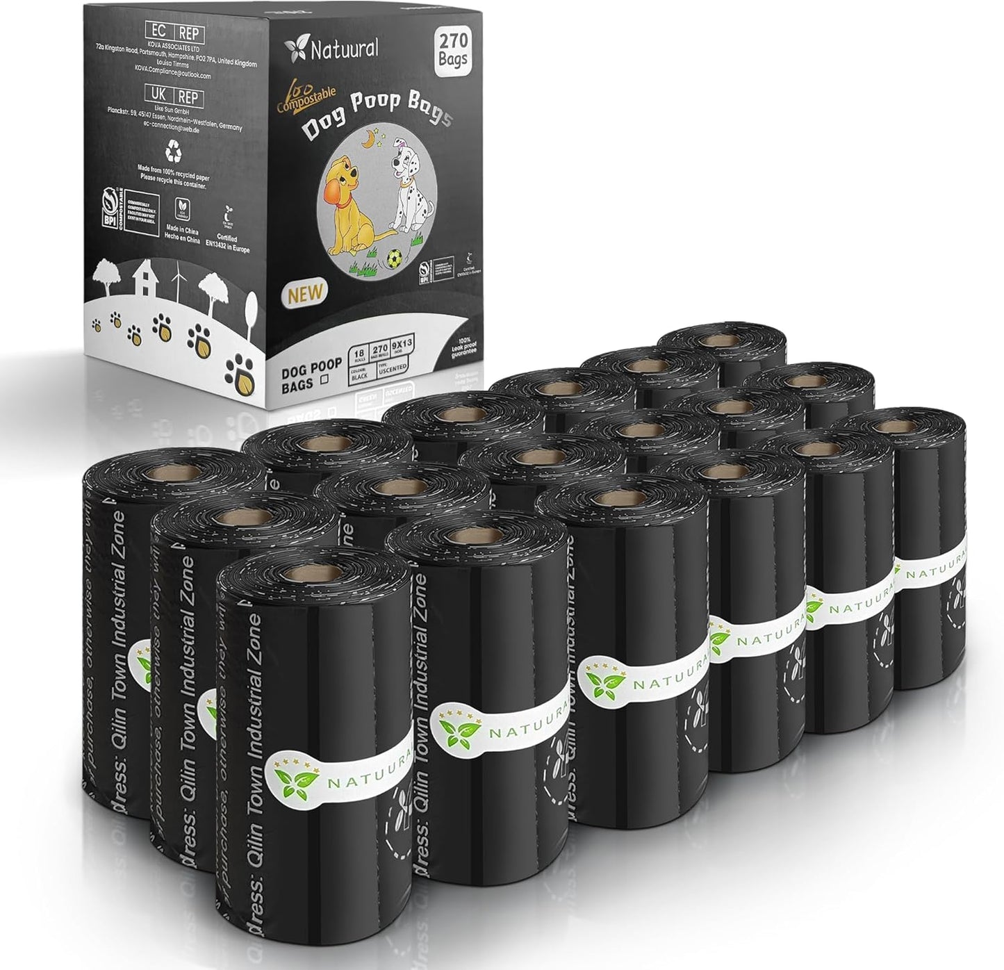 Certified Compostable Dog Poop Bags-270Bags 18Rolls, Poop Bags for Dogs Made of Cornstarch - ASTM D6400 By USA, Leakproof Easy Open, Unscented Dog Waste Bags (Green) - Image 9
