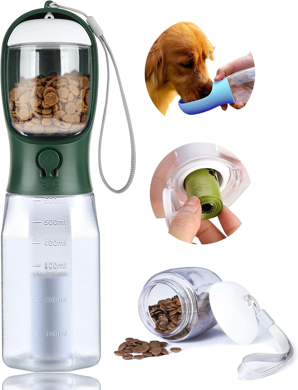 Dog Water Bottle with Food Container, Portable Pet Dog Water Dispenser for Outdoor Walking,Hiking,Travel,Puppy Essentials,Puppy Supplies,Replaceable Waste Bags - Image 15
