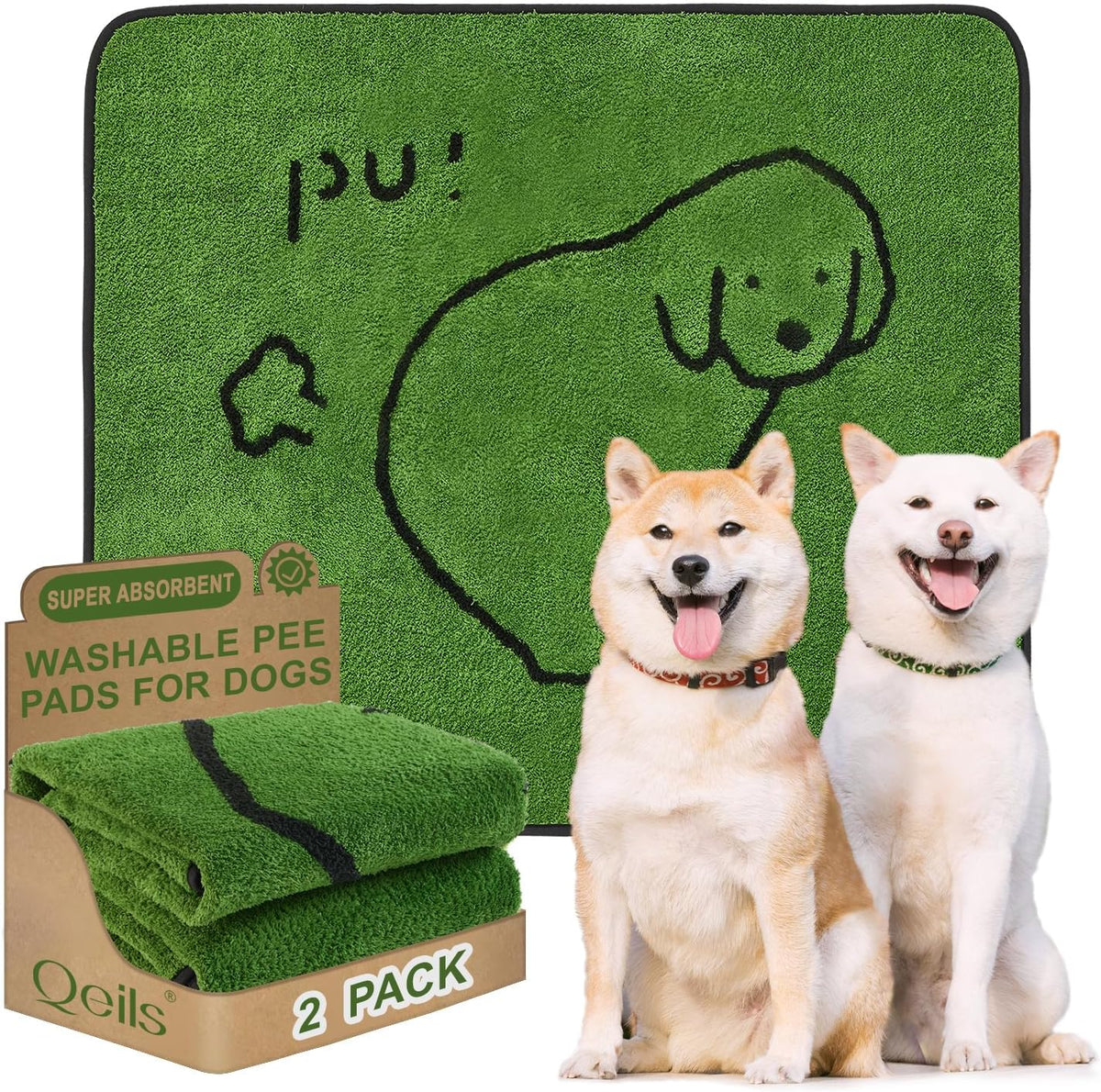 Qeils Reusable Puppy Pads, Washable Pee Pads for Dogs 2 Pack Durable Absorbent Leakproof Dog Training Pads for Home or Travel, Non-Slip Wee Wee Pads Potty Pads 18"x24" - Image 9