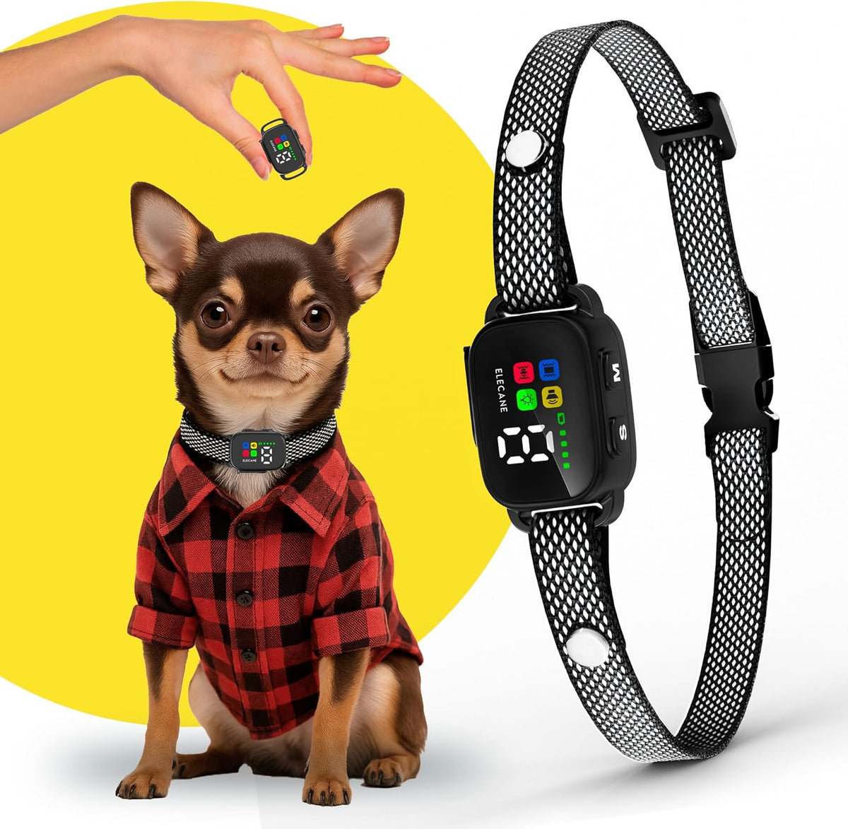 Elecane tiny bark collar for small dogs front view