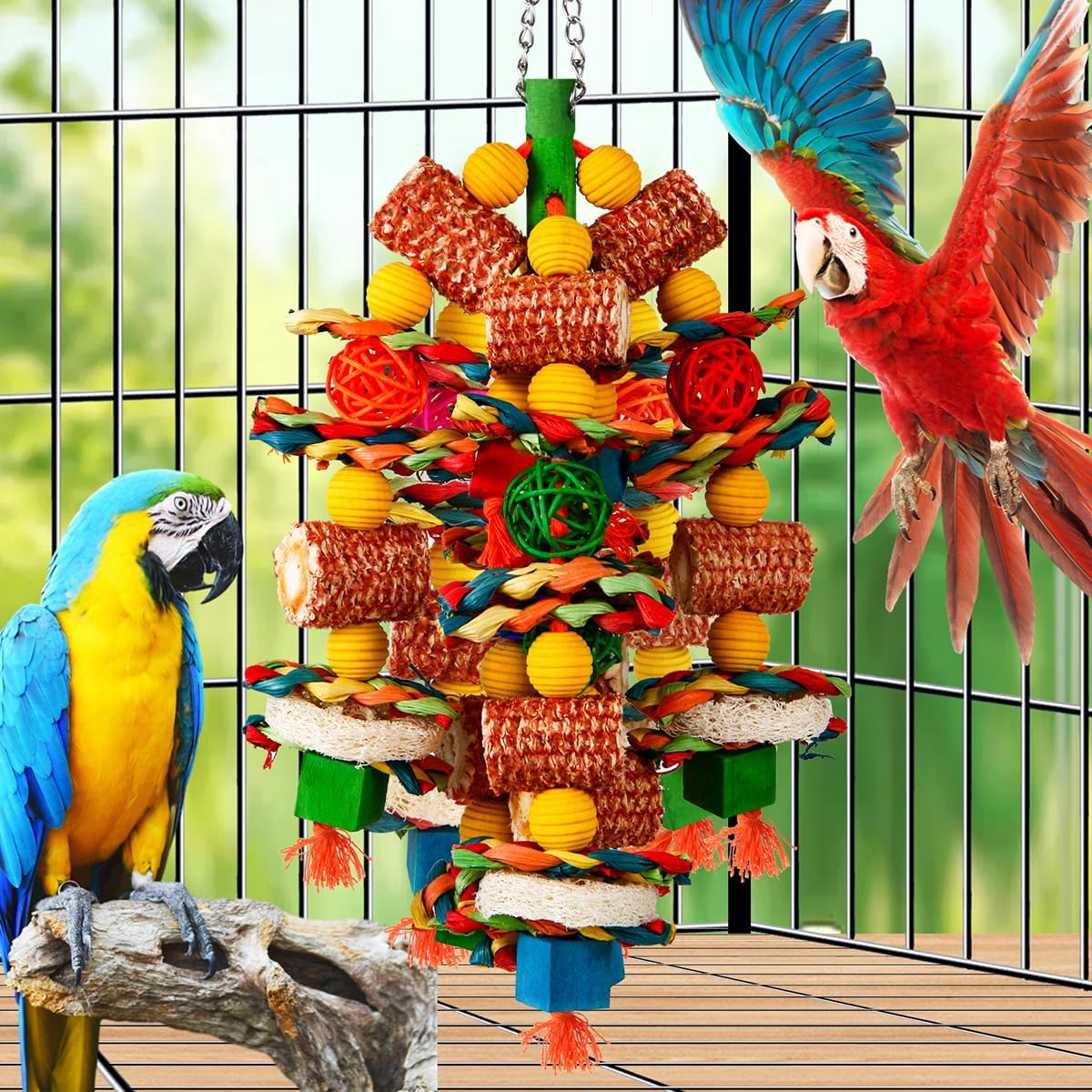 Imported YIXUND bird toy displaying the full 16.5 inch length for large bird cages.