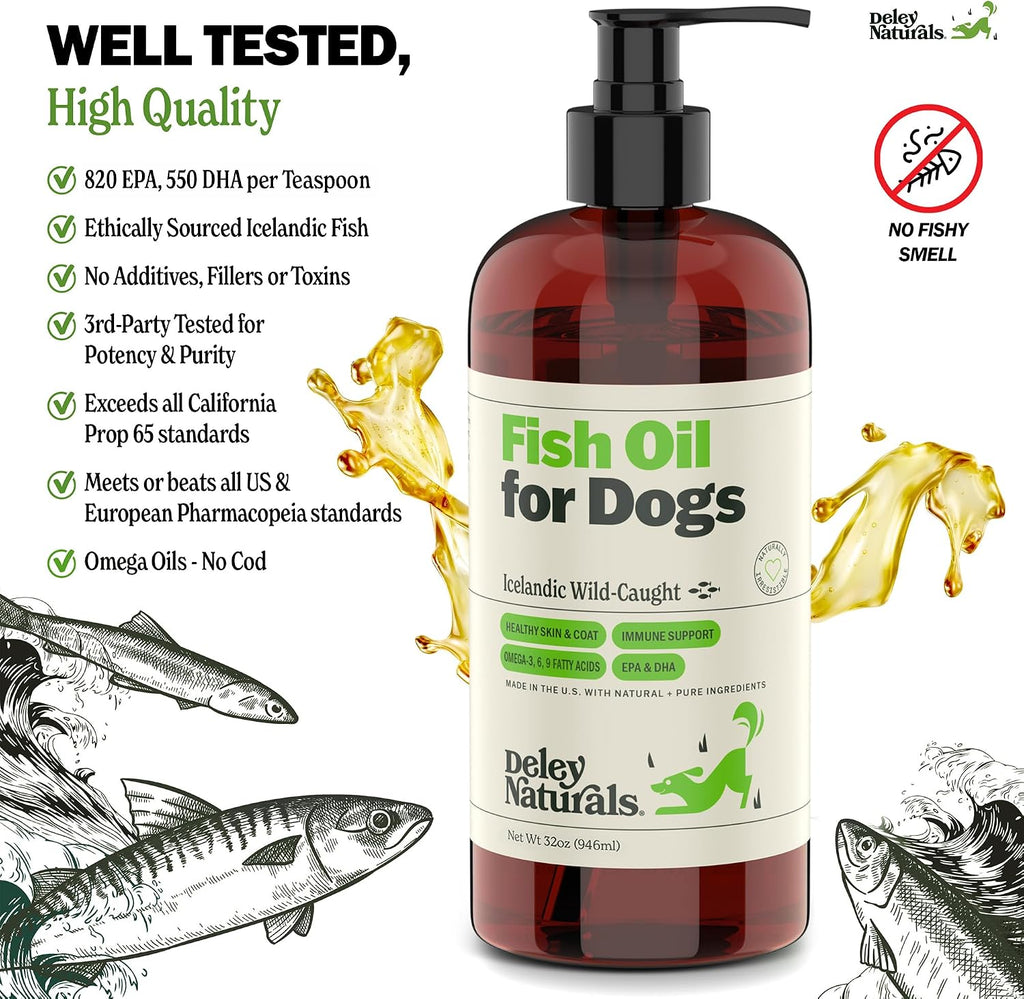 Premium USA imported dog joint and skin health supplement liquid bottle on a clean background