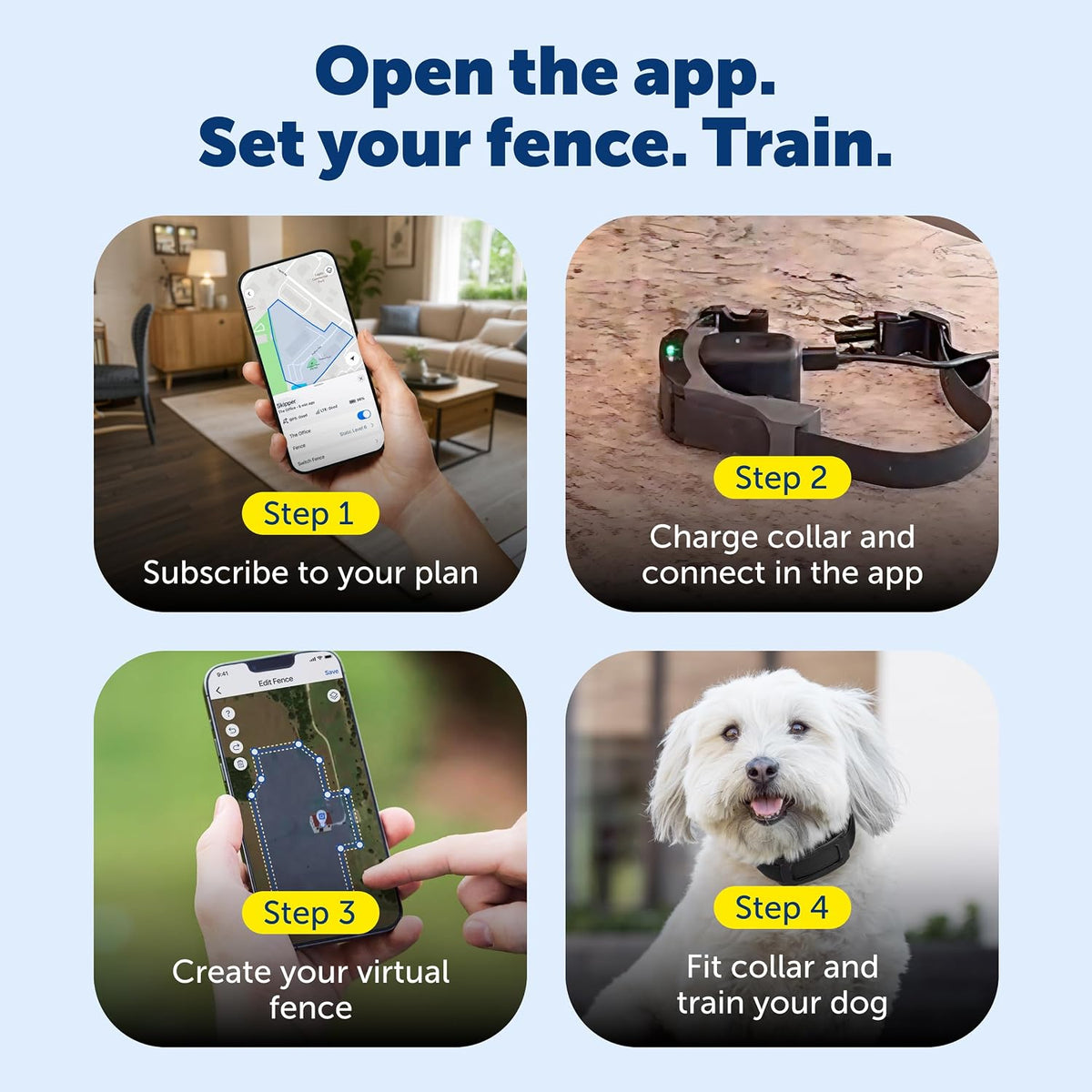 Smartphone application interface showing the creation of custom virtual boundaries for pet safety.