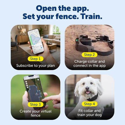 Smartphone application interface showing the creation of custom virtual boundaries for pet safety.
