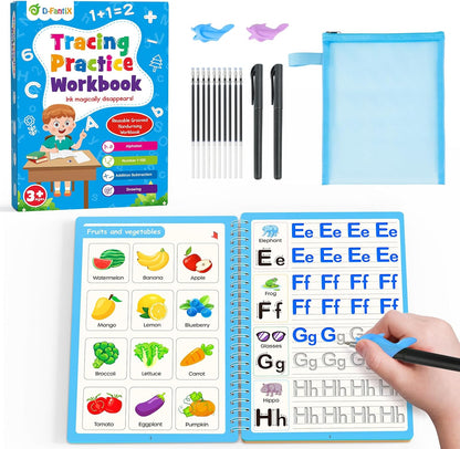 D-FantiX Magic Grooved Writing Practice Set front view showing four educational workbooks