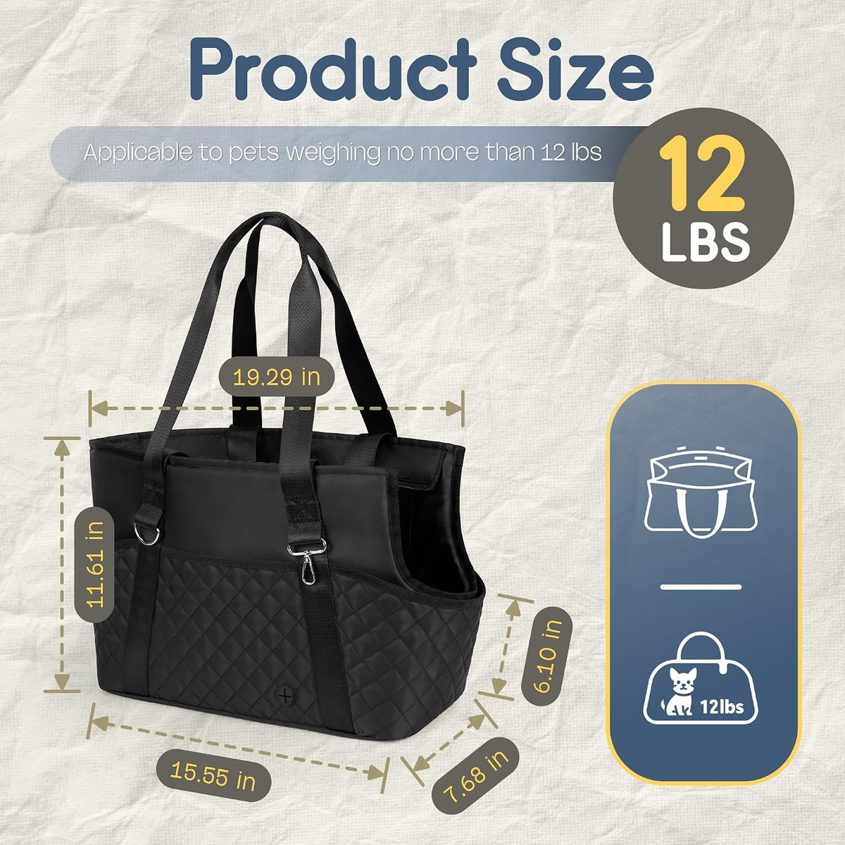 Yudodo small dog carrier with side storage pockets