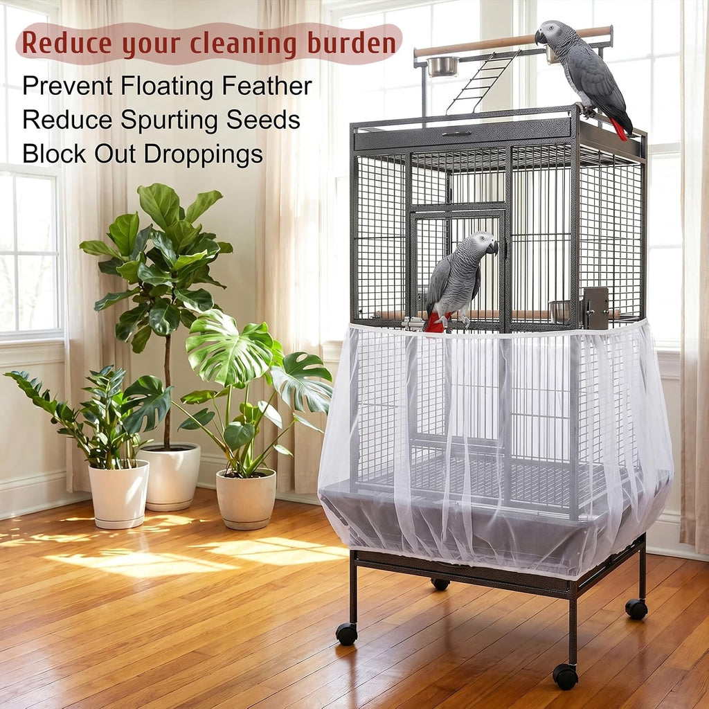 Large size white bird cage seed catcher spread flat