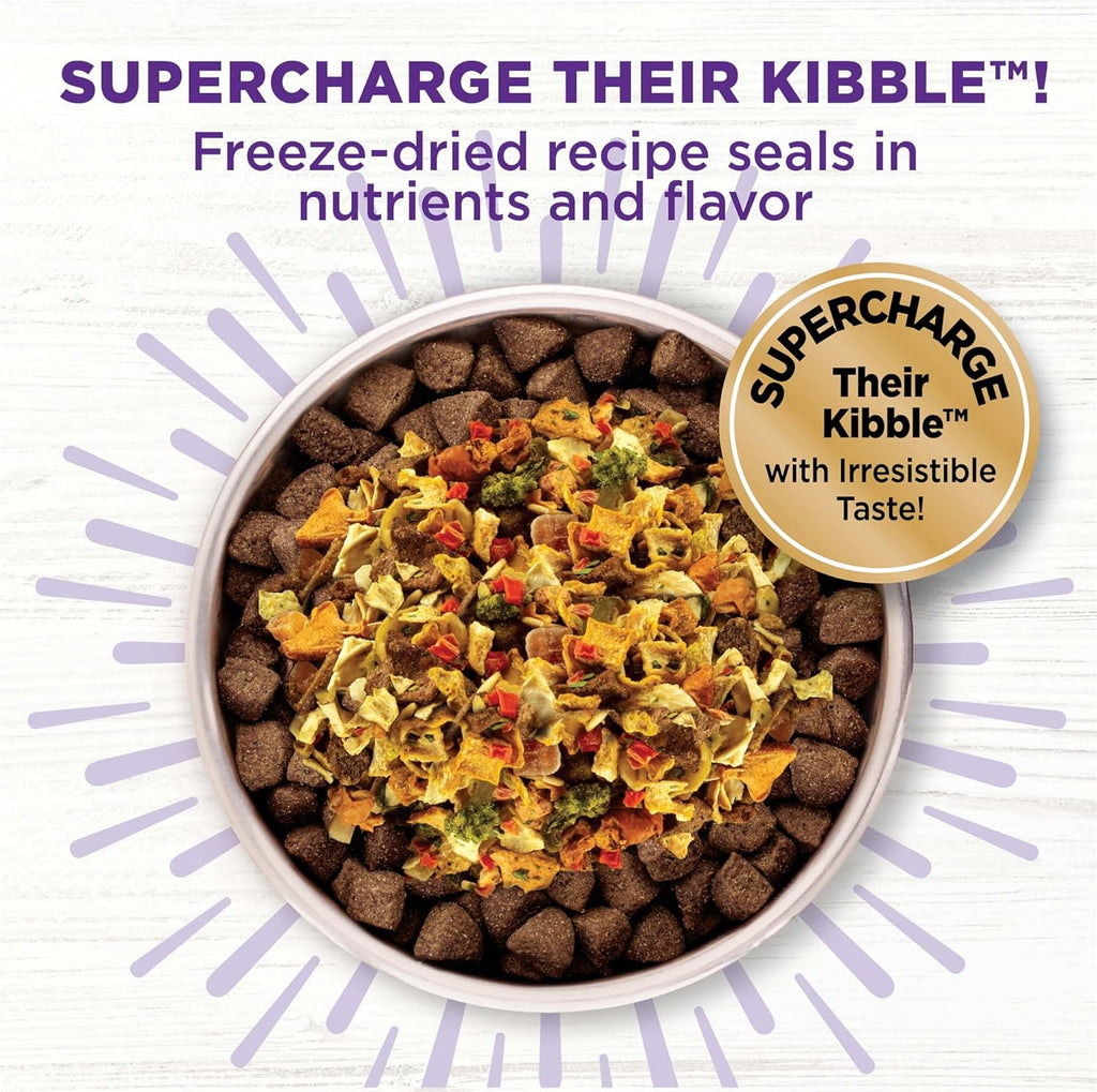Back label details of Wellness dog food topper showcasing the nutritional benefits