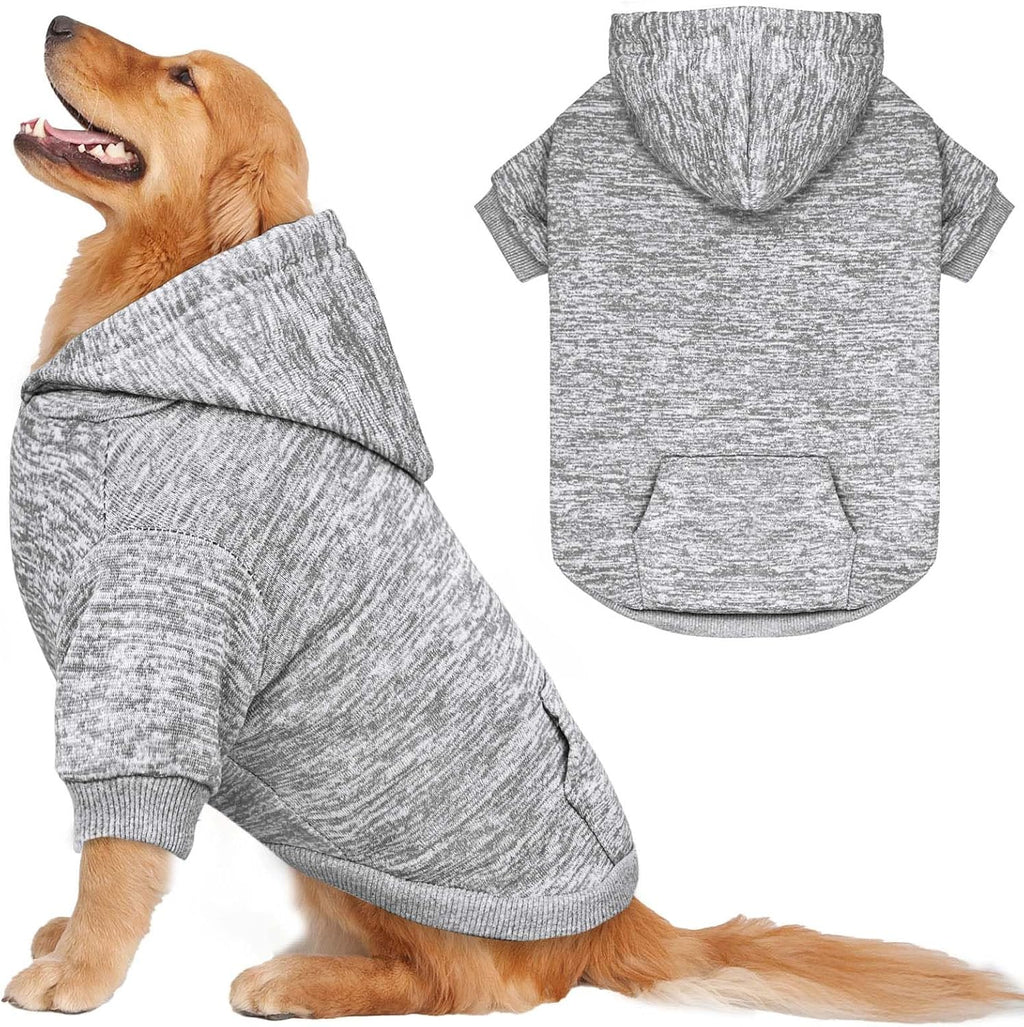 Cozy cold weather large dog outfit with kangaroo pouch pocket