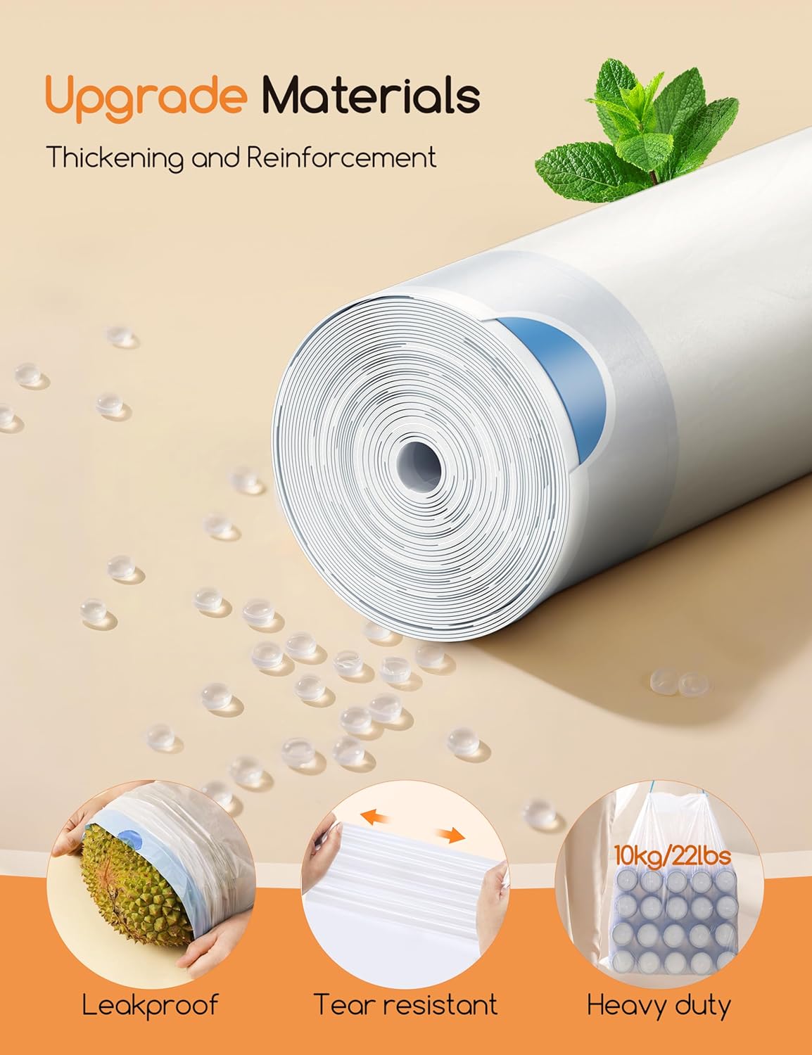 MeoWant automatic self cleaning box compatible waste bags with double drawstring closure system