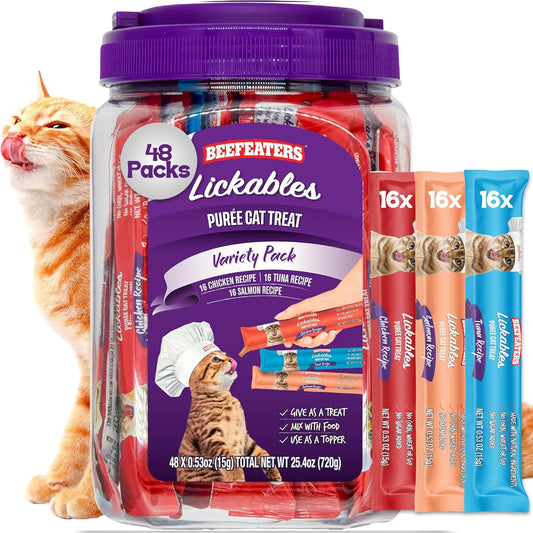 Beefeaters Lickable Cat Treats 48 Count Variety Pack front view