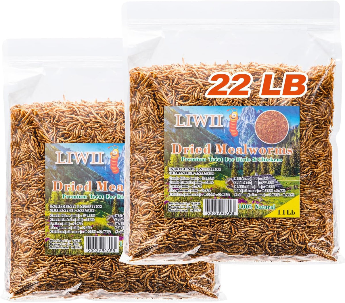 Nutritional benefits label of Liwii mealworms