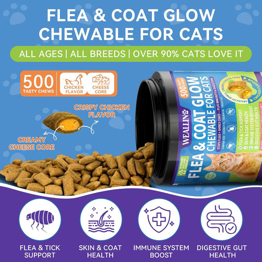 Weallin cat chewables chicken flavor dual texture crunchy and creamy display