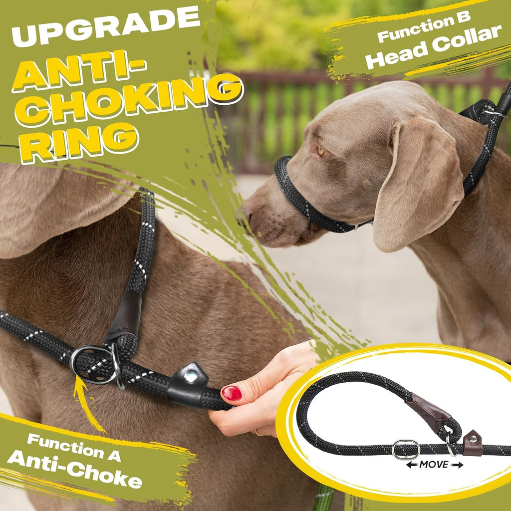 Fida heavy duty loop leash leather bound knots and adjustable leather stopper detail.