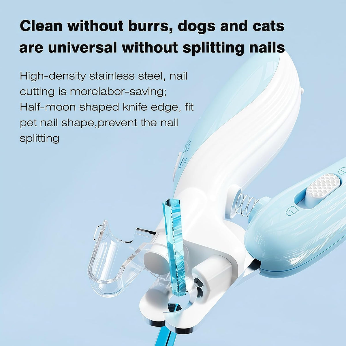 SHAOMABA professional pet grooming tool highlighting the secure safety lock feature for storage.