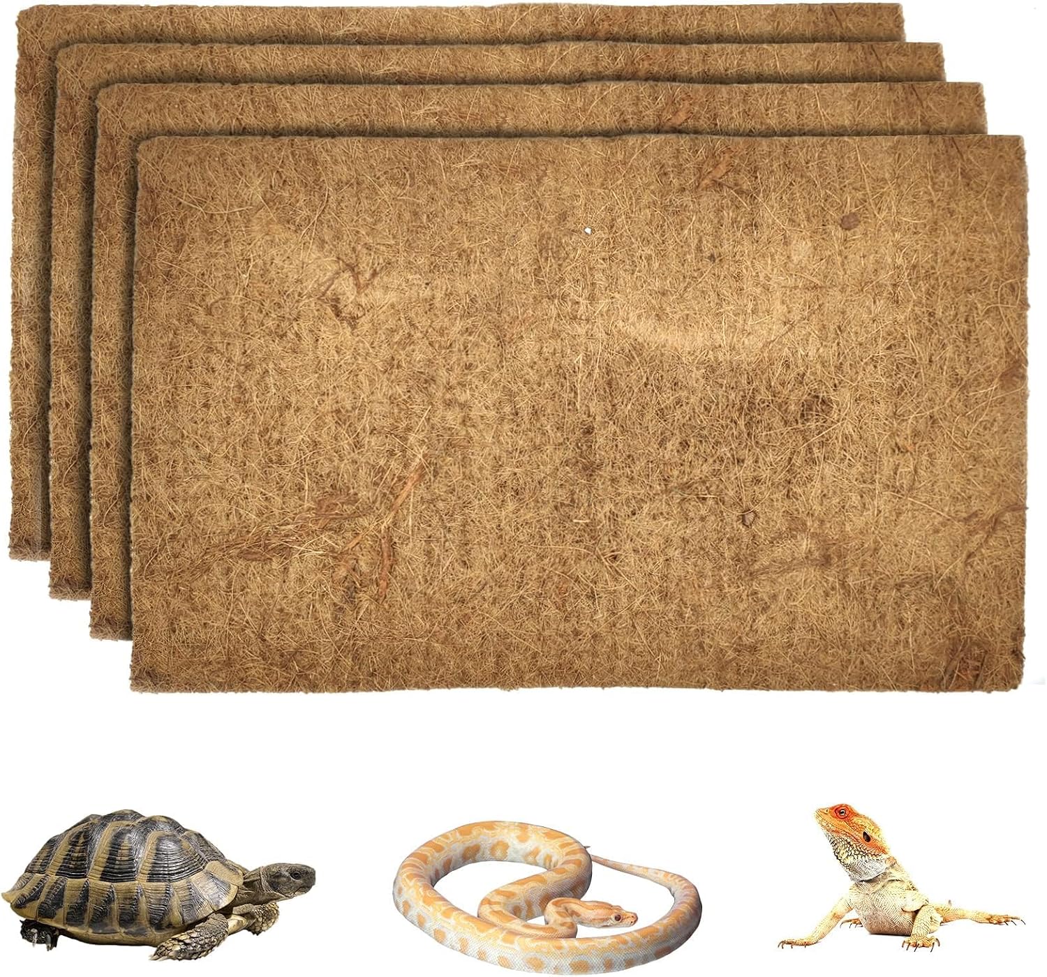 Hamiledyi Reptile Carpet Natural Coconut Fiber Tortoise Carpet Mat for Pet Terrarium Liner Reptile Supplies for Lizard Snake Chameleon Turtle Bedding Bunny Rabbit Mat (2 x Sheets) - Image 13