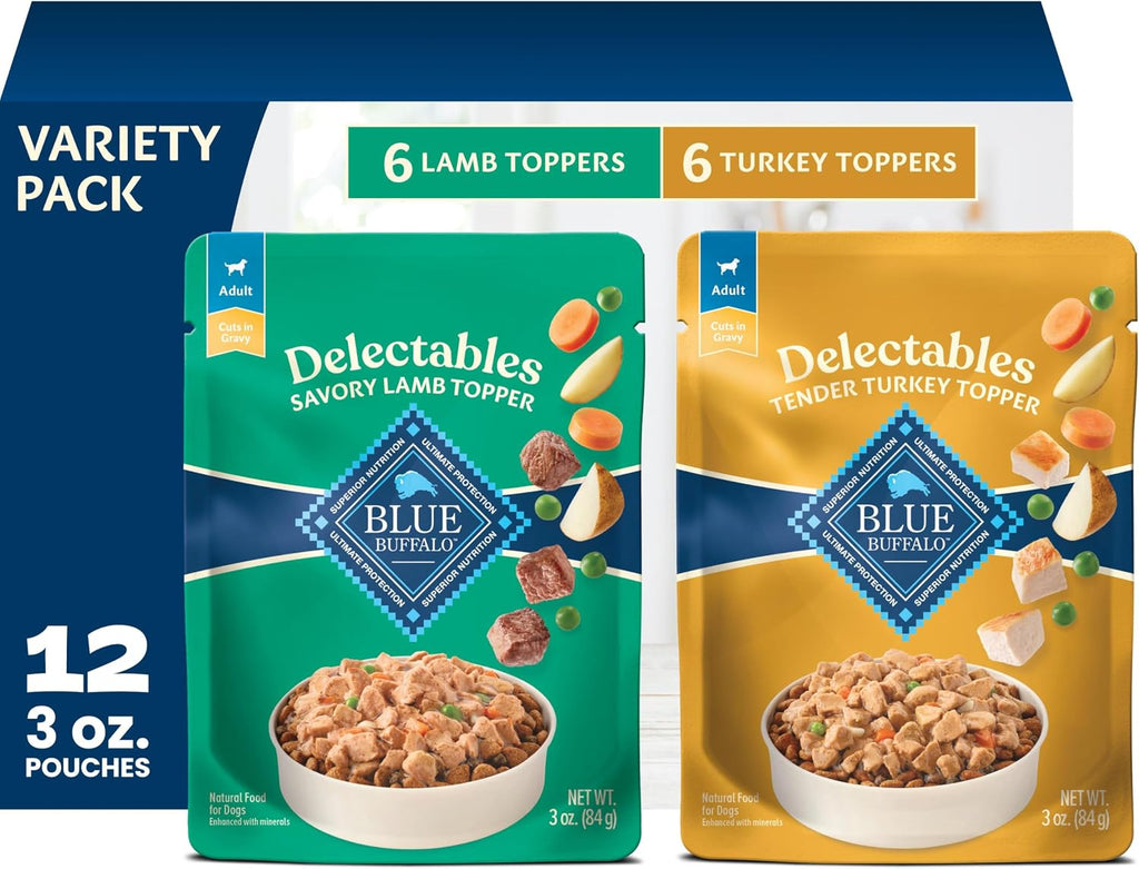 Blue Buffalo Delectables Variety Pack Natural Grain Free Wet Dog Food Topper (Tasty Chicken & Hearty Beef) Tender Cuts in Gravy with Natural Ingredients, Vitamins & Minerals, 3-oz. Each (12 Pouches) - Image 15
